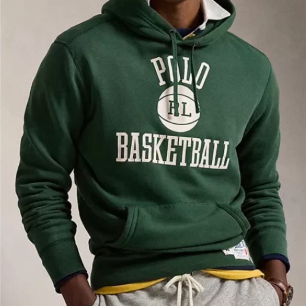 Polo by Ralph Lauren Forest Green Basketball Hoodie L